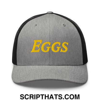 Eggs Embroidered Mesh Trucker Hat Heather Black