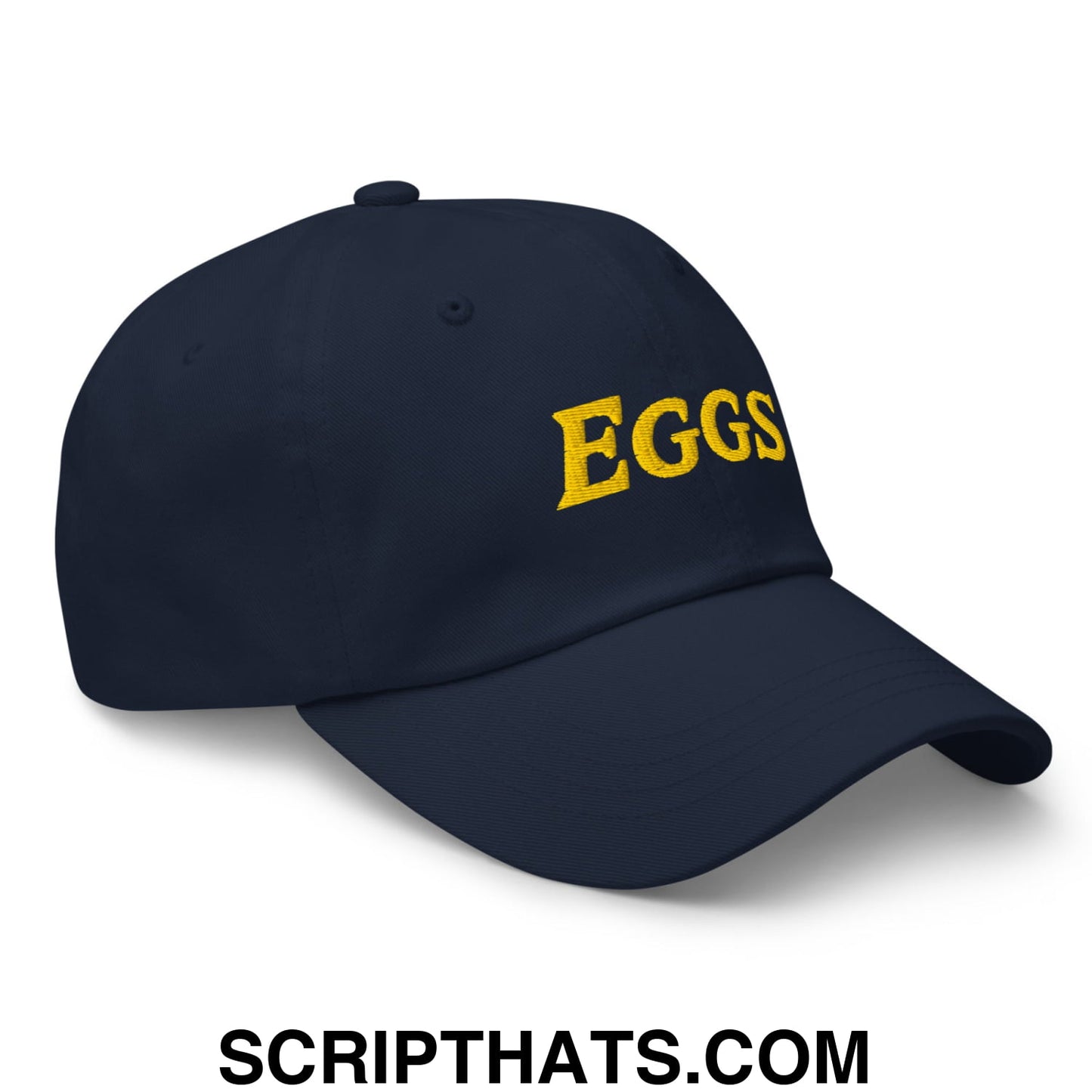 Eggs Embroidered Unstructured Dad Hat Navy