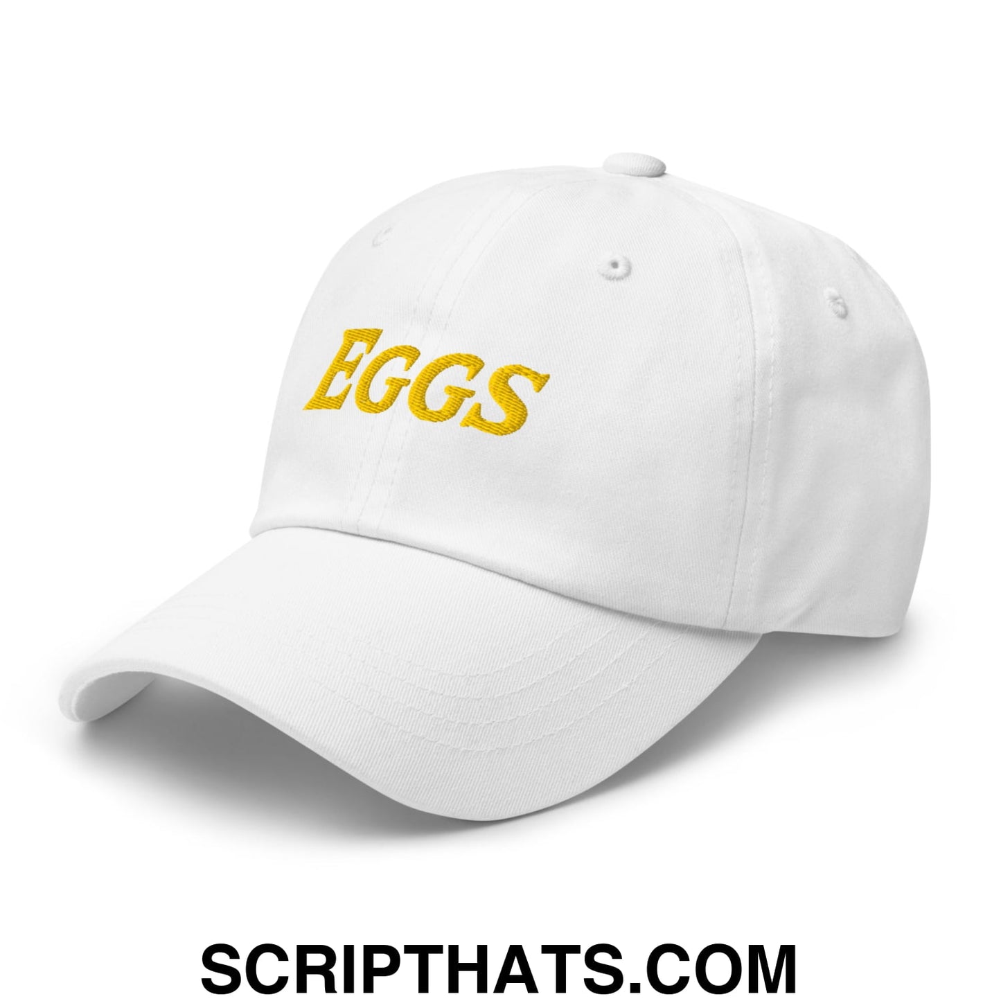 Eggs Embroidered Unstructured Dad Hat White