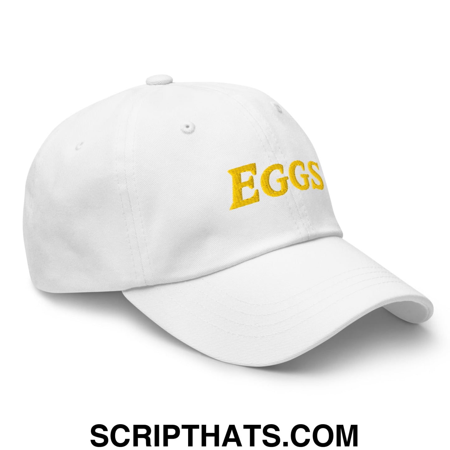 Eggs Embroidered Unstructured Dad Hat White