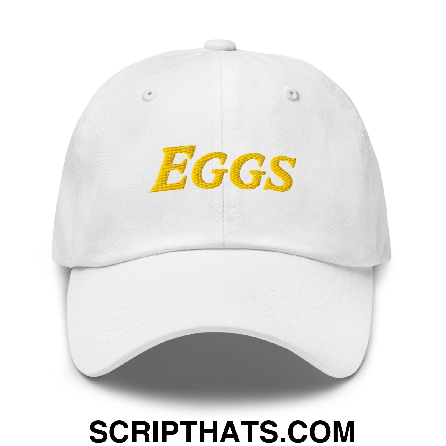 Eggs Embroidered Unstructured Dad Hat White