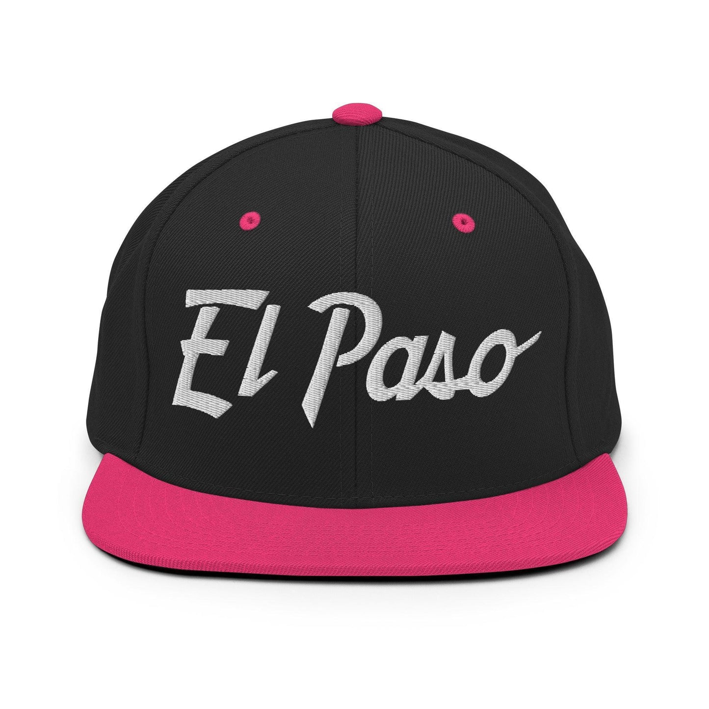 El Paso Script Snapback Hat Black Neon Pink