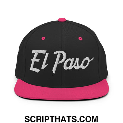 El Paso Script Snapback Hat Black Neon Pink