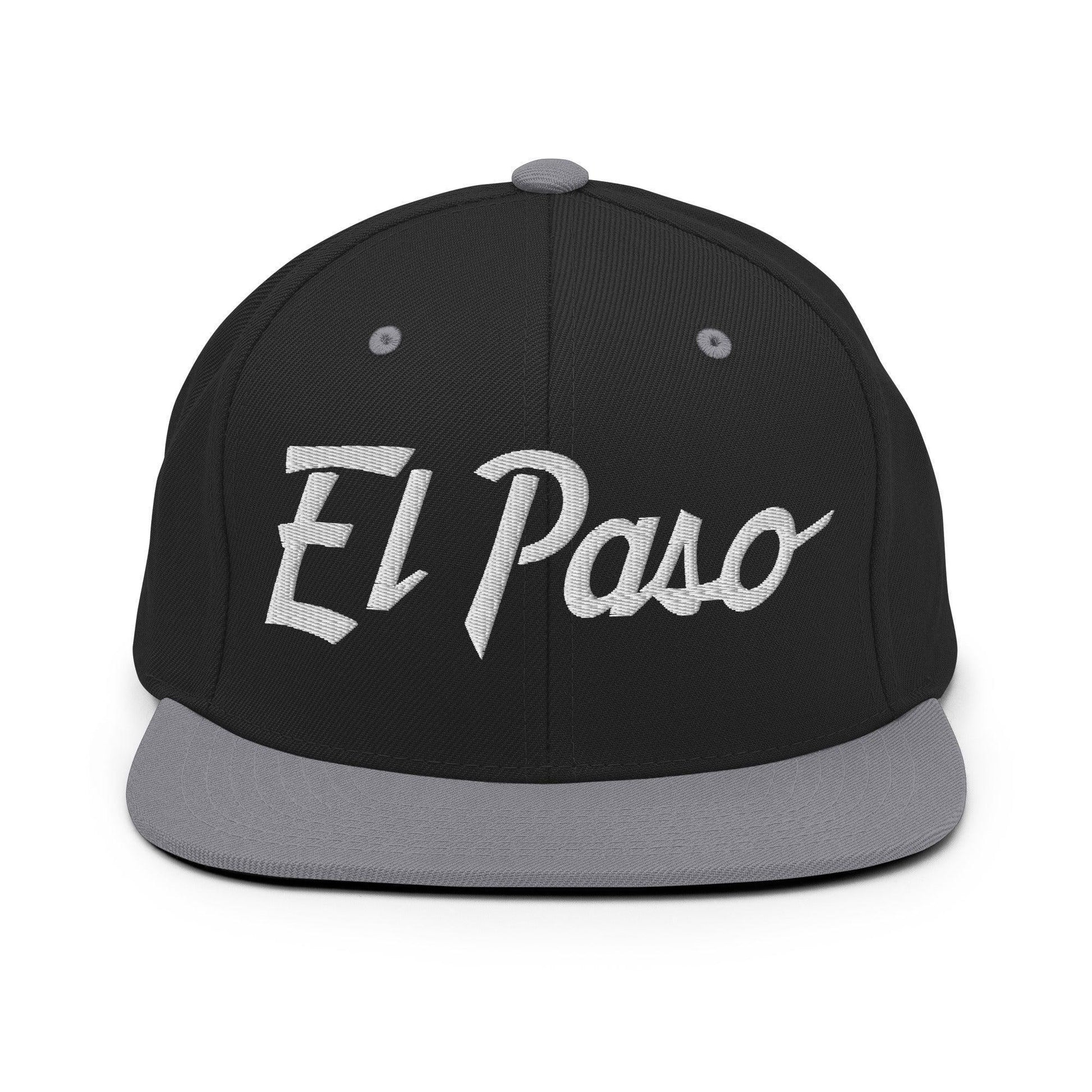 El Paso Script Snapback Hat Black Silver