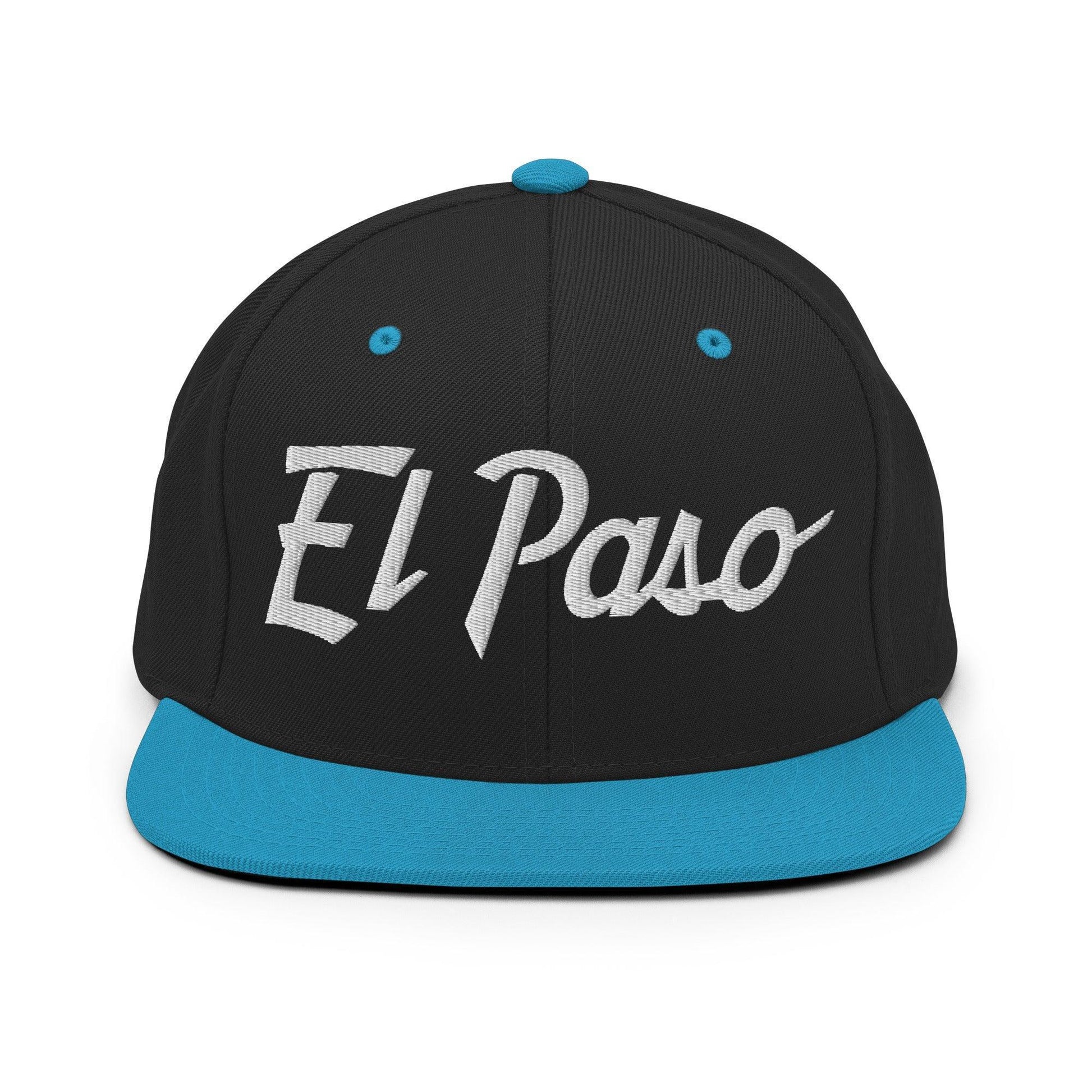 El Paso Script Snapback Hat Black Teal