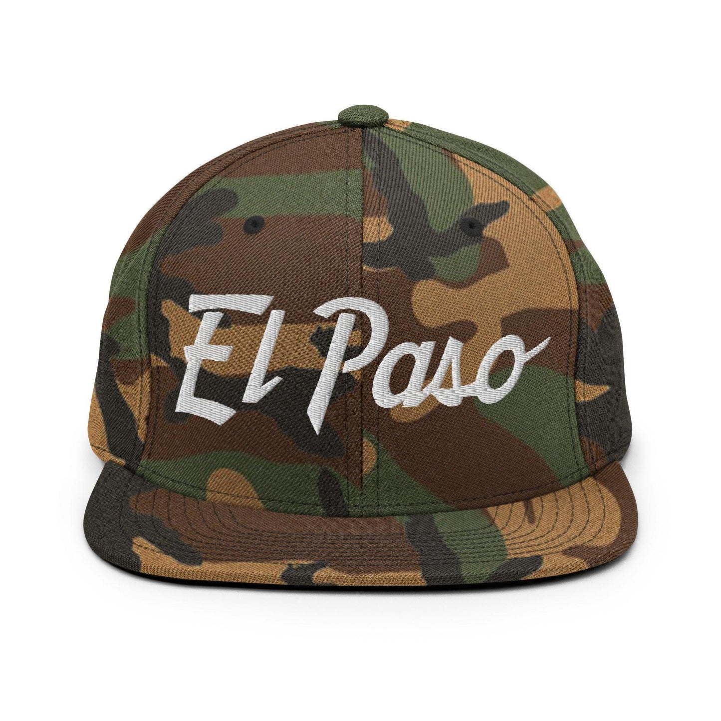 El Paso Script Snapback Hat Green Camo