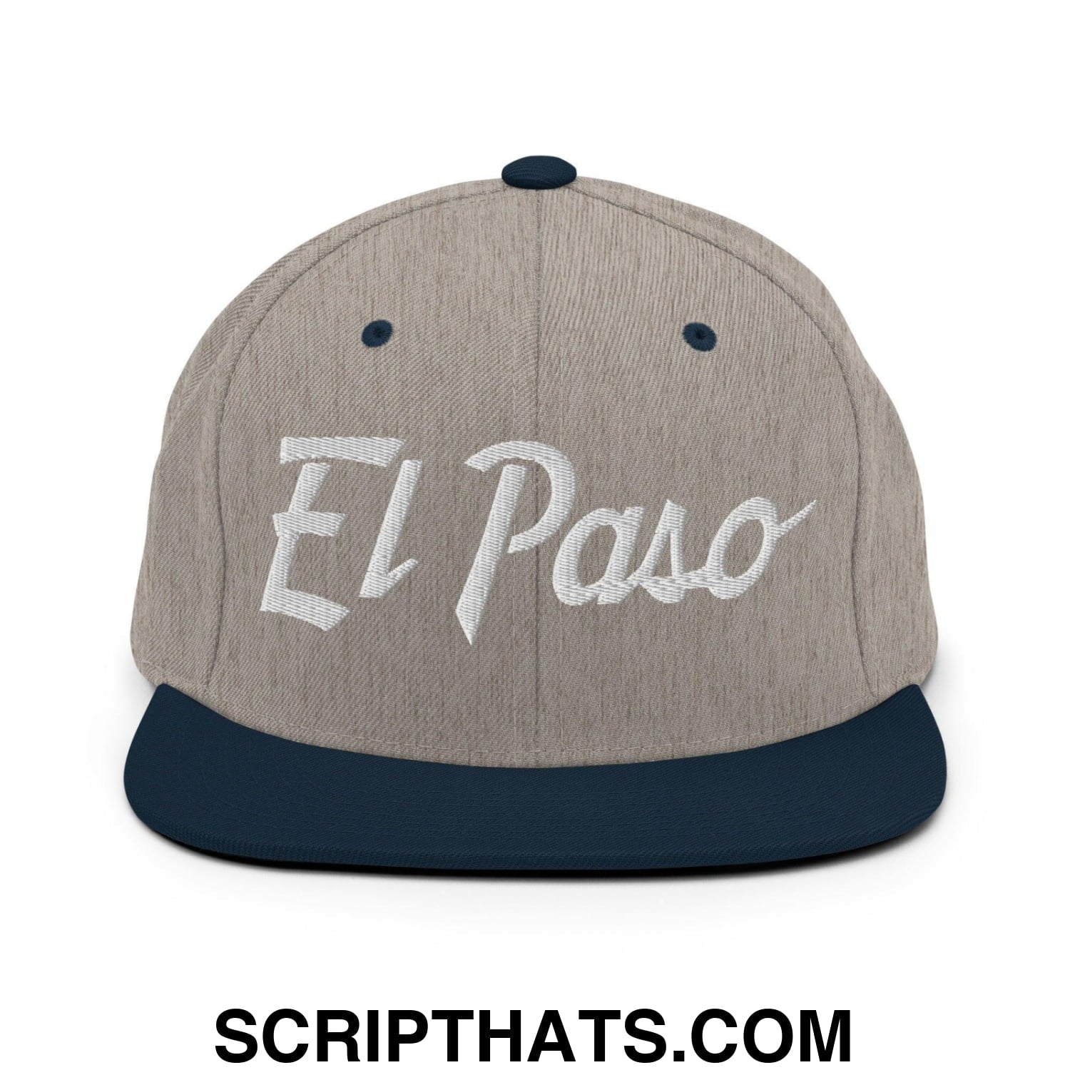 El Paso Script Snapback Hat Heather Grey Navy