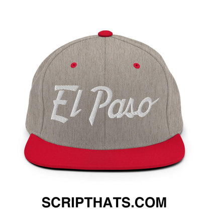 El Paso Script Snapback Hat Heather Grey Red