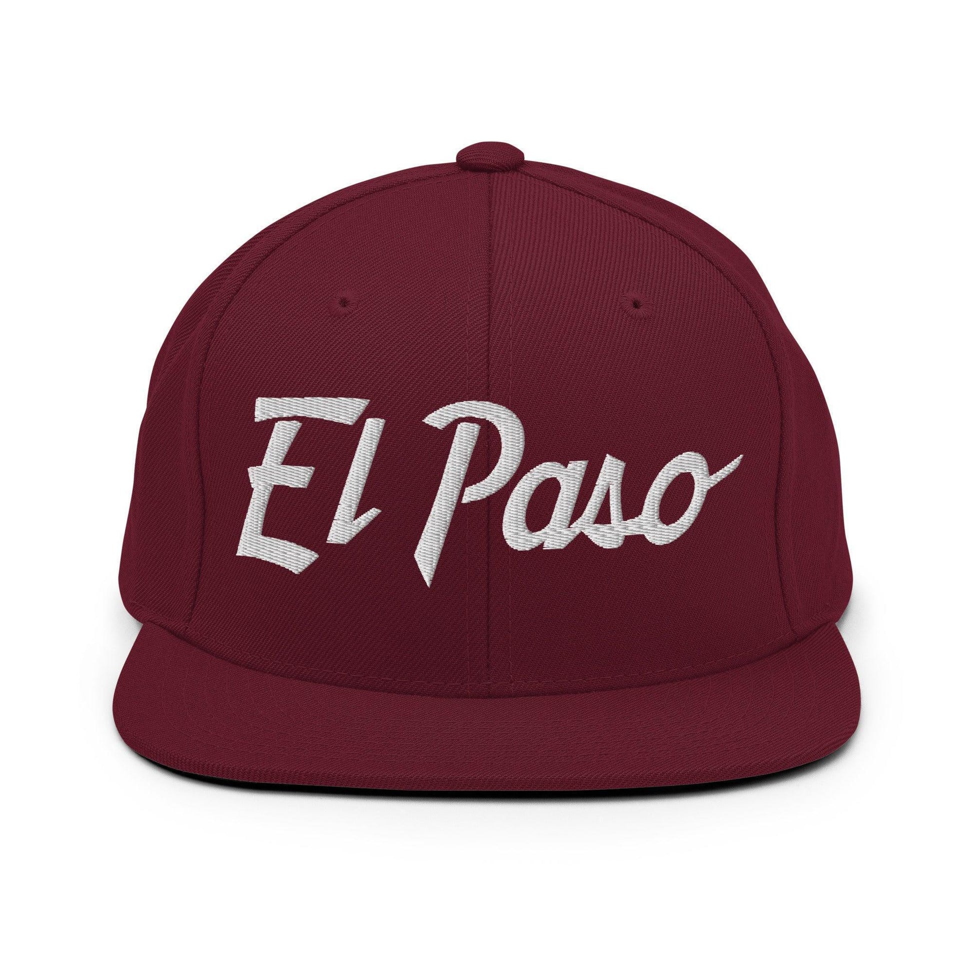 El Paso Script Snapback Hat Maroon
