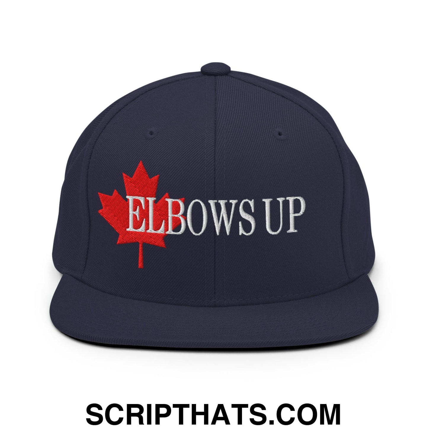 Elbows Up Fight for Canada Maple Leaf Embroidered Flat Brim Bill Snapback Hat Navy