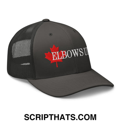 Elbows Up Fight for Canada Maple Leaf Embroidered Mesh Trucker Hat Charcoal