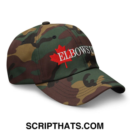 Elbows Up Fight for Canada Maple Leaf Embroidered Unstructured Dad Hat Green Camo