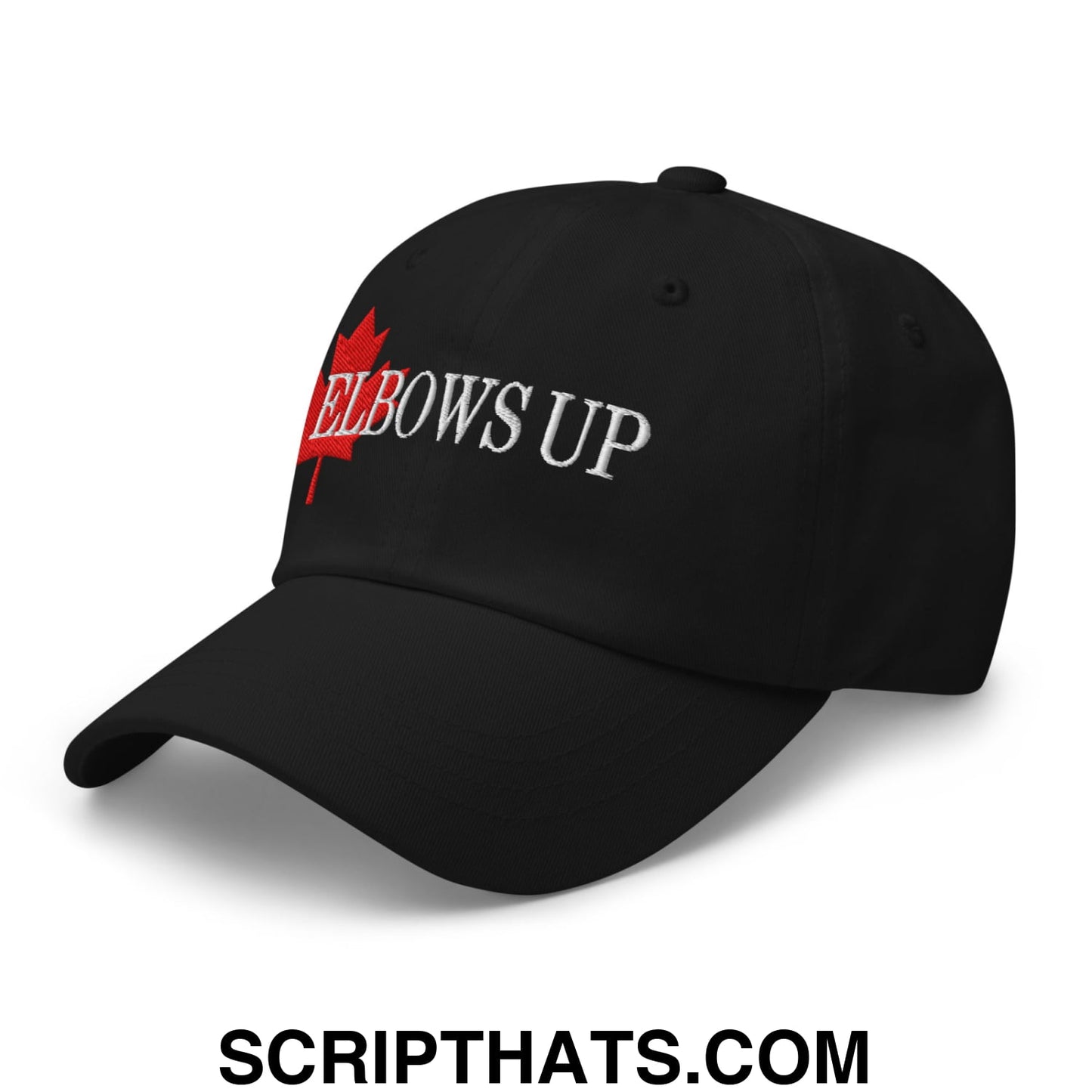 Elbows Up Fight for Canada Maple Leaf Embroidered Unstructured Dad Hat Black