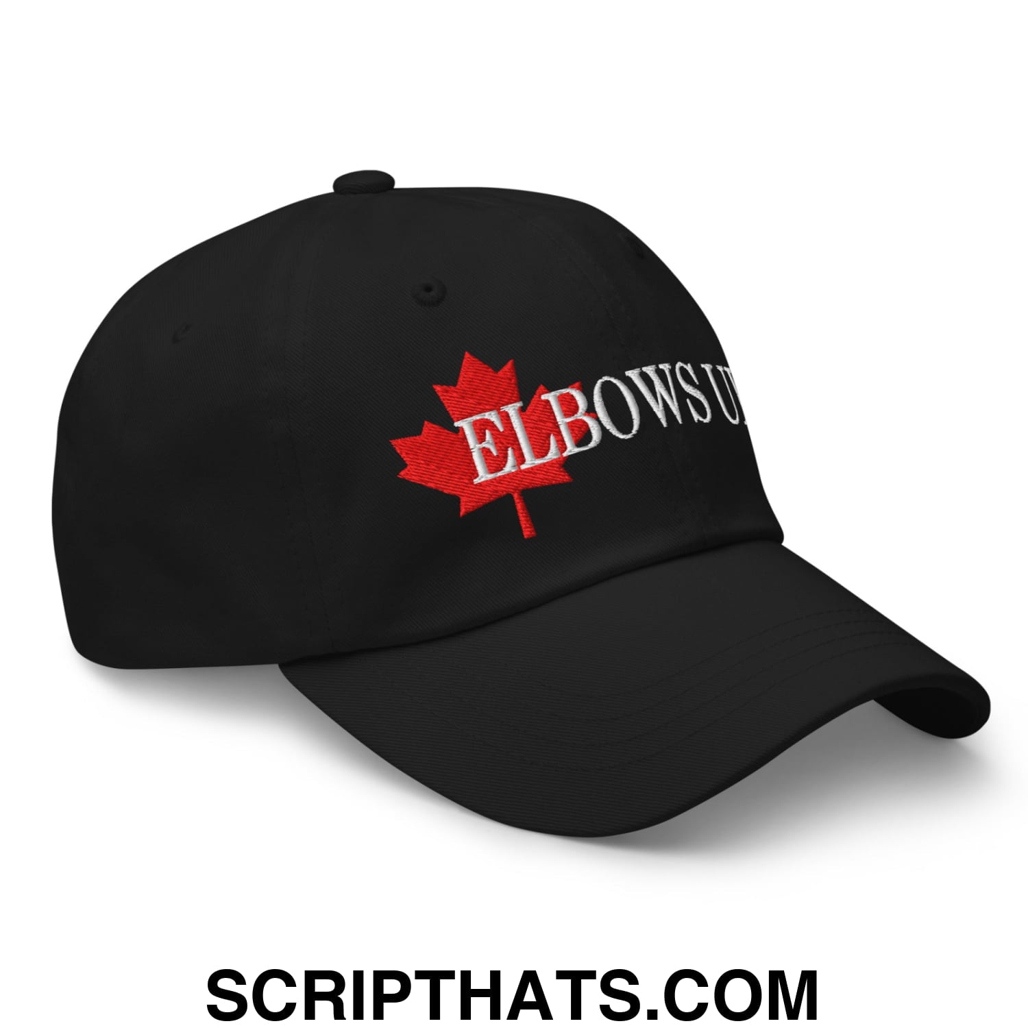 Elbows Up Fight for Canada Maple Leaf Embroidered Unstructured Dad Hat Black