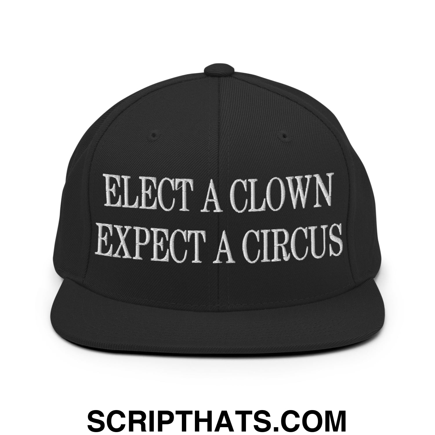 Elect a Clown Expect a Circus Embroidered Flat Brim Bill Snapback Hat Black
