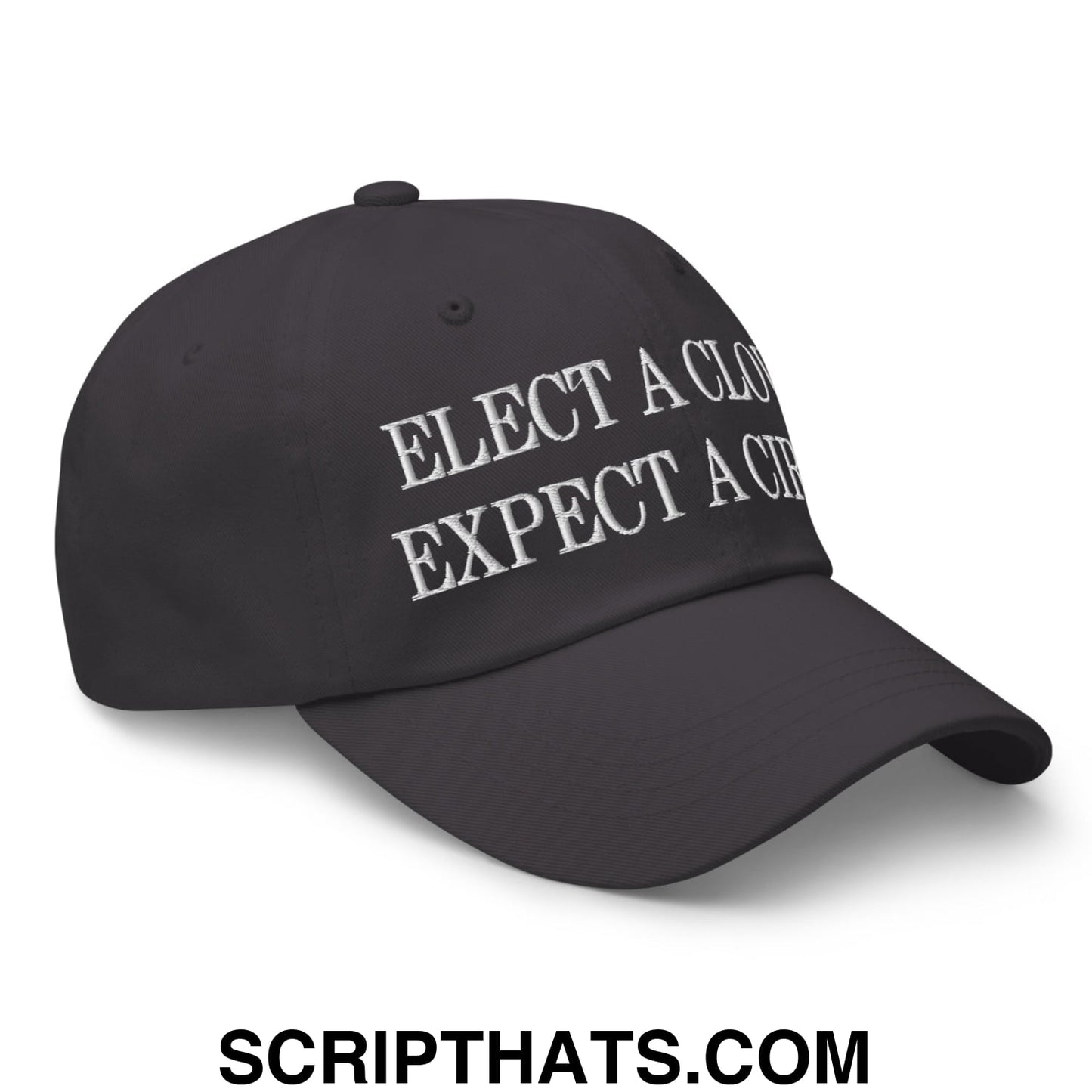 Elect a Clown Expect a Circus Embroidered Unstructured Dad Hat Dark Grey