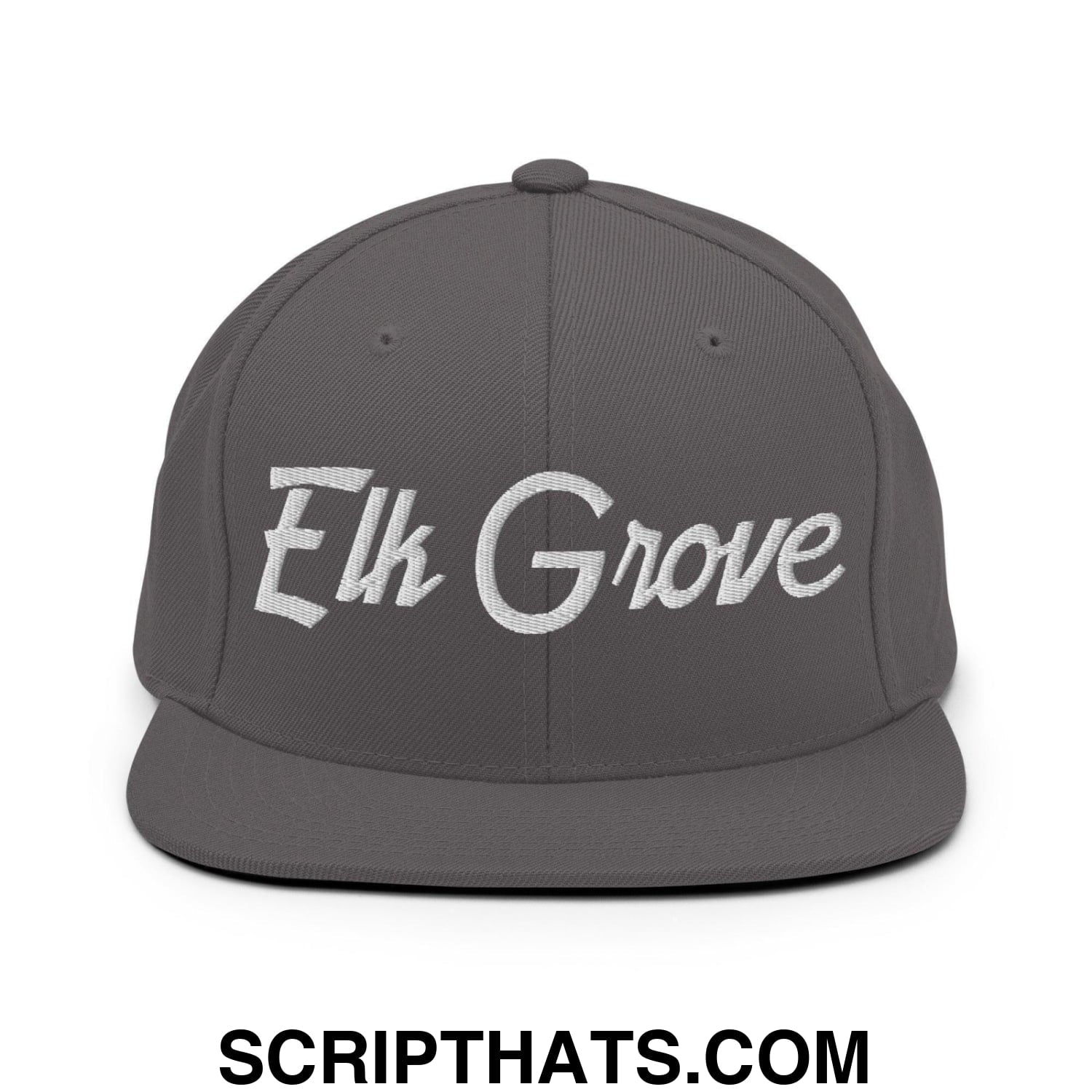 Elk Grove Script Snapback Hat Dark Grey