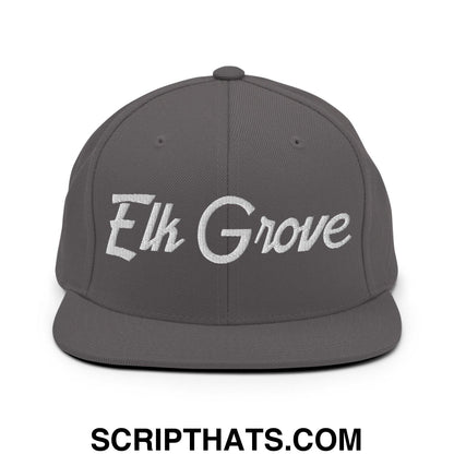 Elk Grove Script Snapback Hat Dark Grey