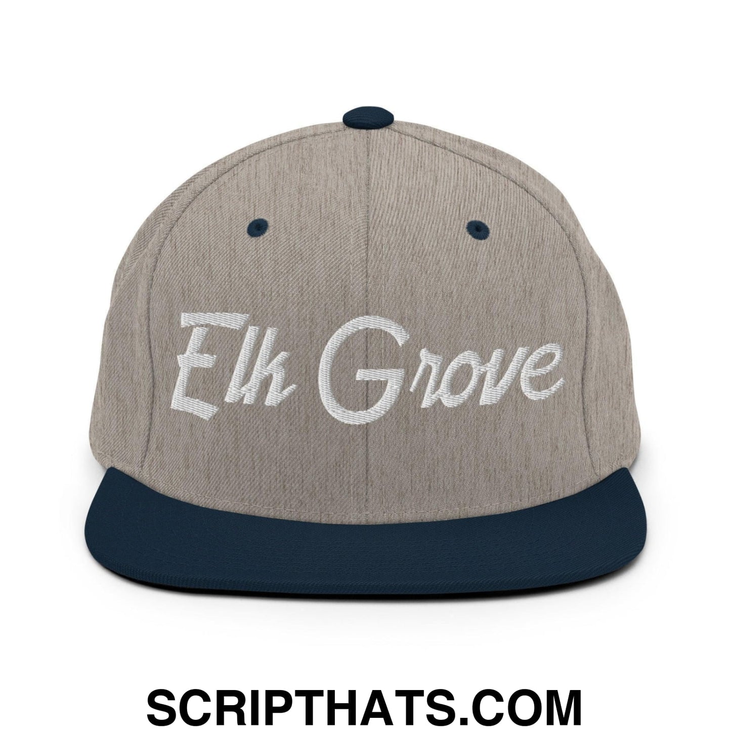 Elk Grove Script Snapback Hat Heather Grey Navy