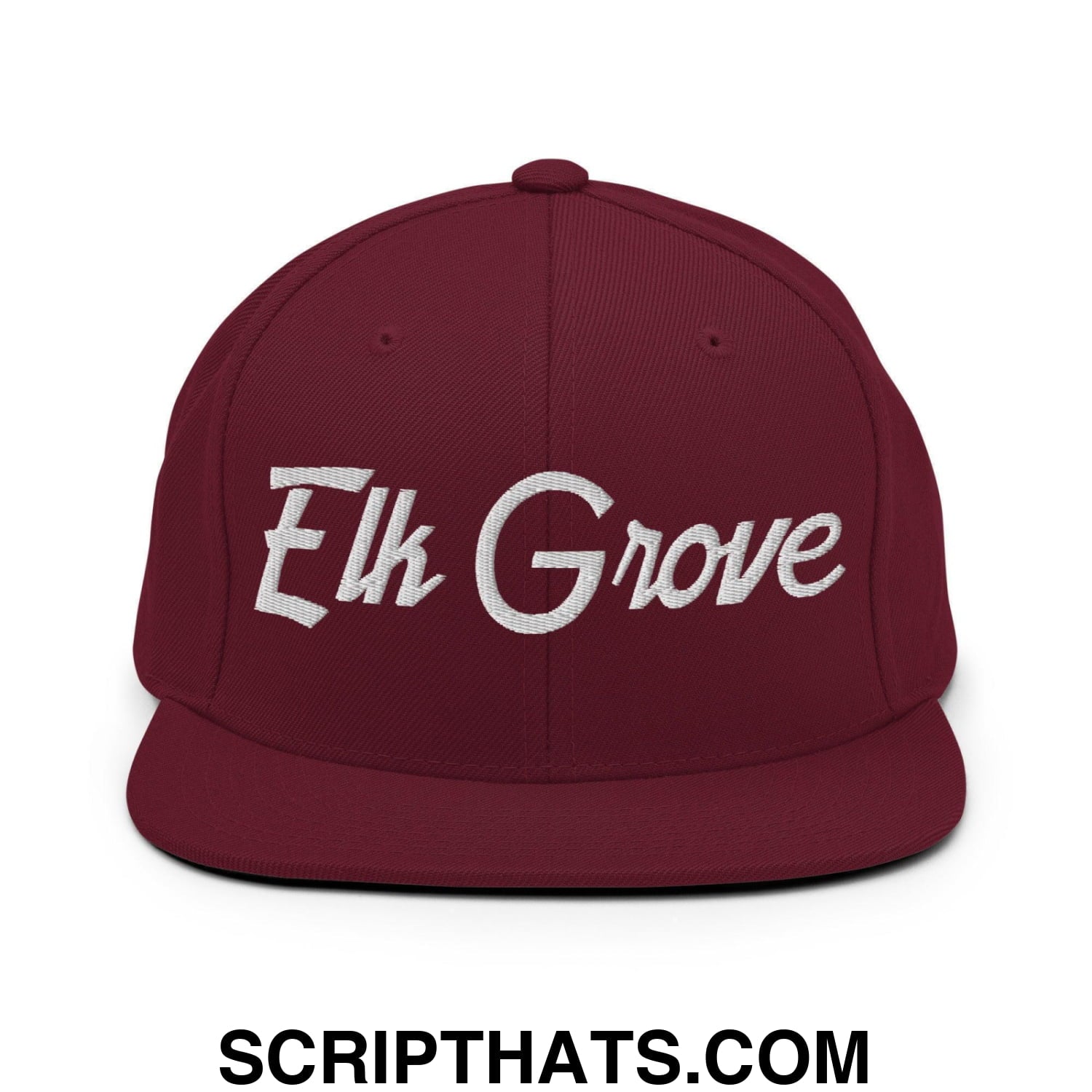 Elk Grove Script Snapback Hat Maroon
