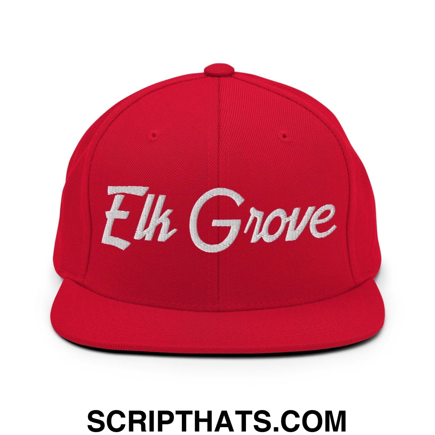 Elk Grove Script Snapback Hat Red