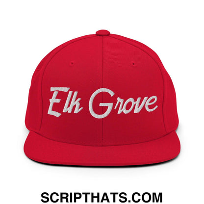Elk Grove Script Snapback Hat Red