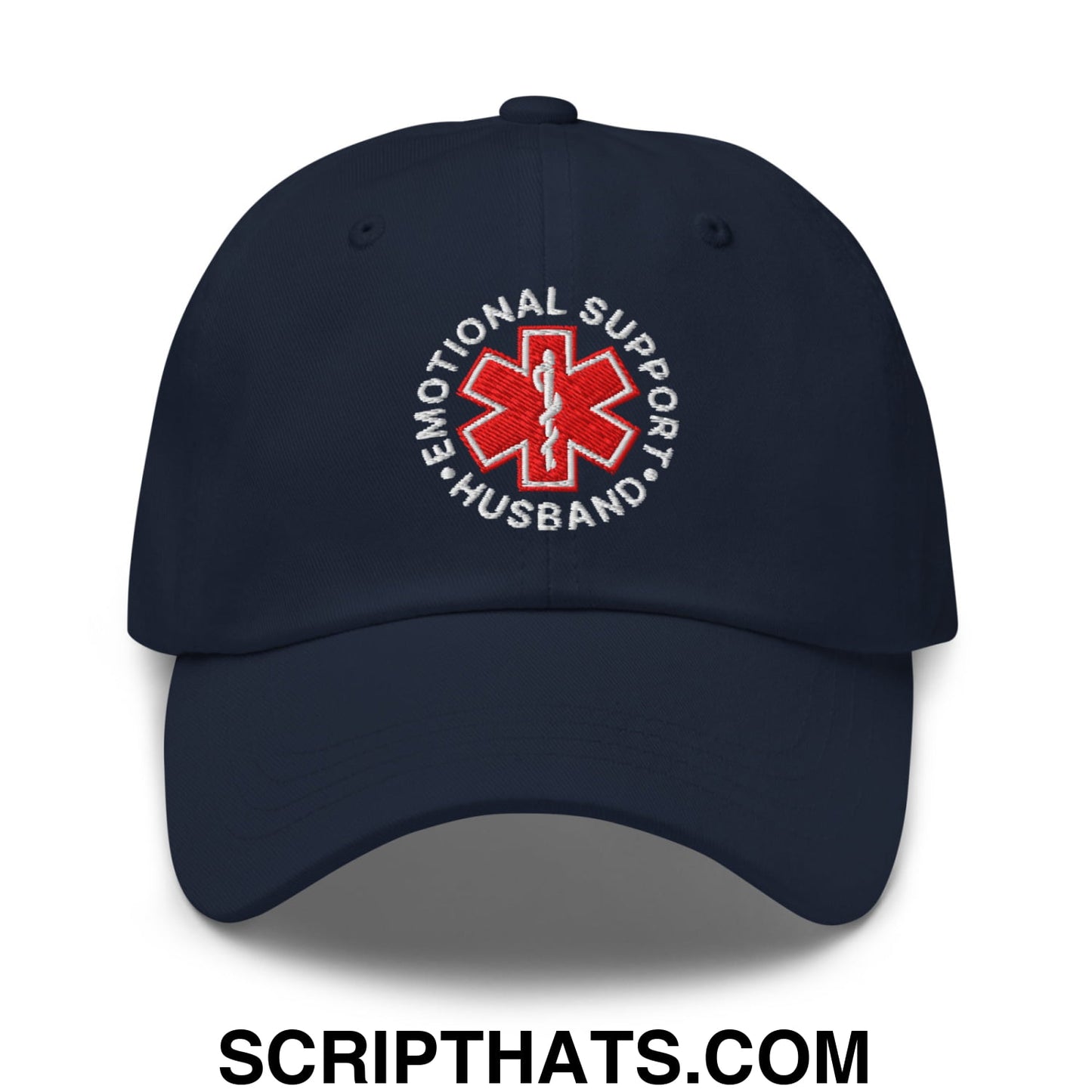 Emotional Support Husband Embroidered Unstructured Dad Hat Navy
