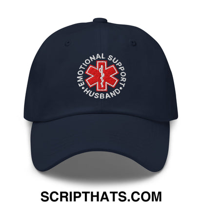 Emotional Support Husband Embroidered Unstructured Dad Hat Navy