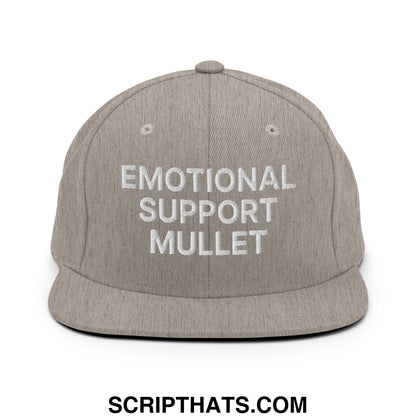 Emotional Support Mullet Embroidered Flat Bill Brim Snapback Hat Heather Grey