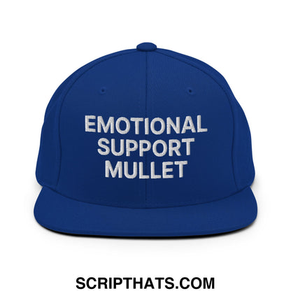 Emotional Support Mullet Embroidered Flat Bill Brim Snapback Hat Royal Blue