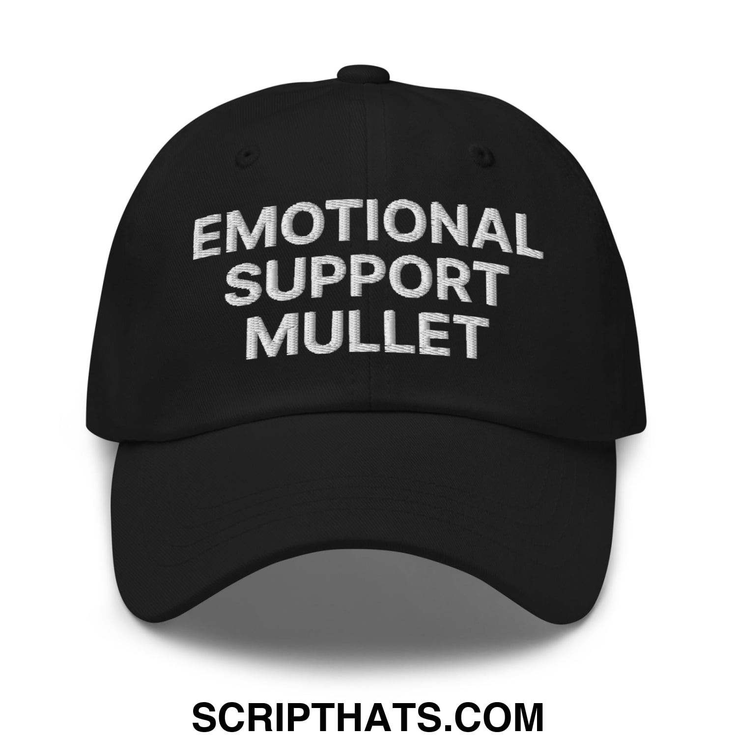 Emotional Support Mullet Embroidered Unstructured Dad Hat Black