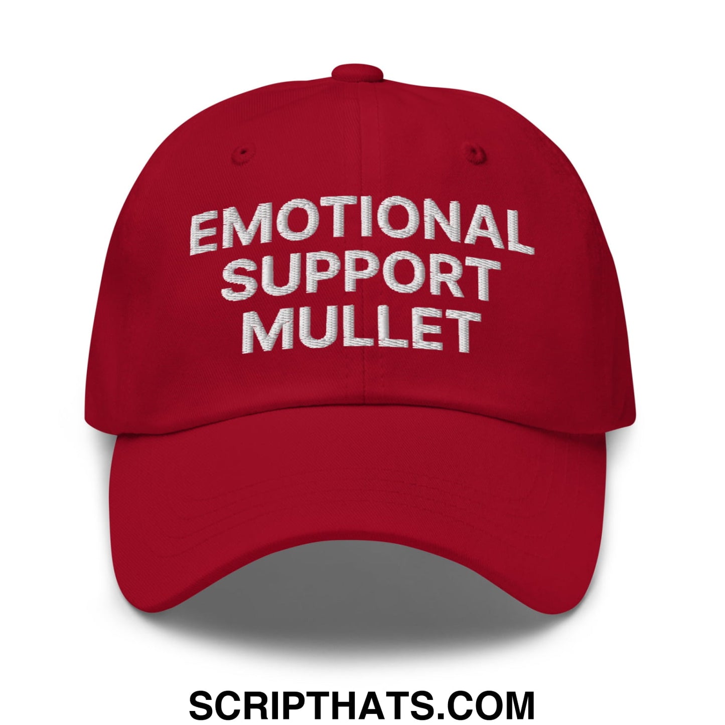 Emotional Support Mullet Embroidered Unstructured Dad Hat Cranberry