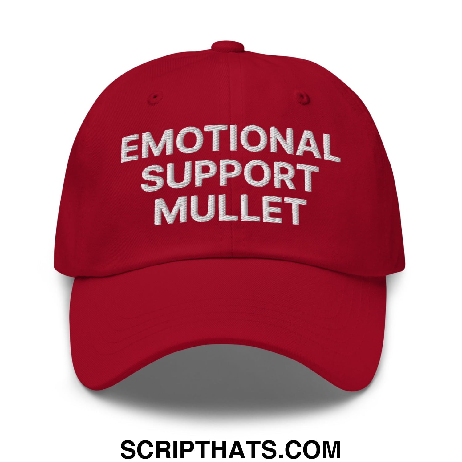 Emotional Support Mullet Embroidered Unstructured Dad Hat Cranberry
