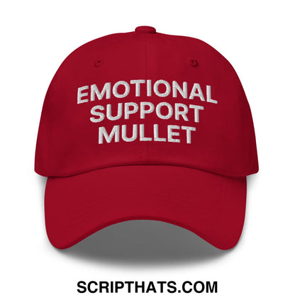 Emotional Support Mullet Embroidered Unstructured Dad Hat Cranberry
