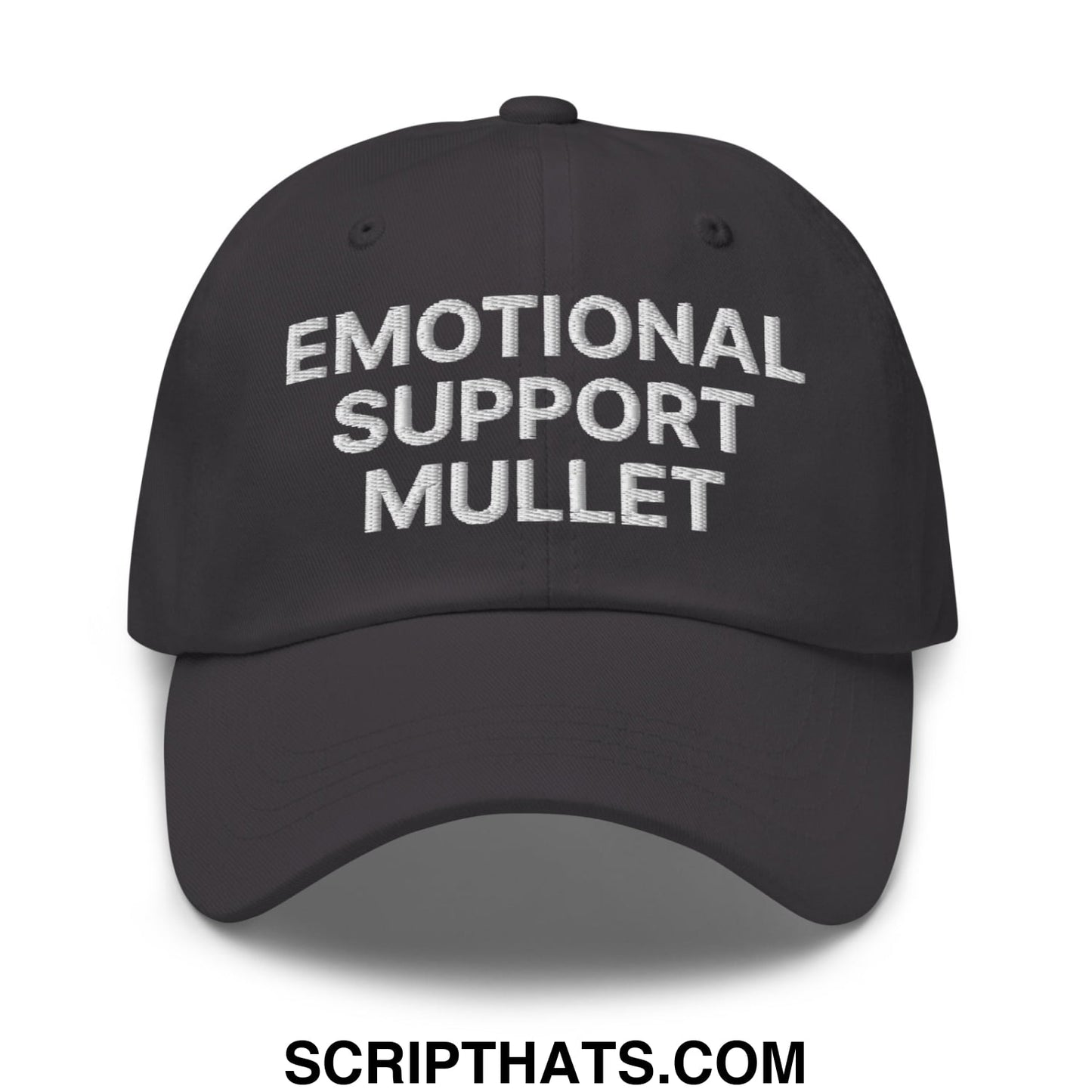 Emotional Support Mullet Embroidered Unstructured Dad Hat Dark Grey
