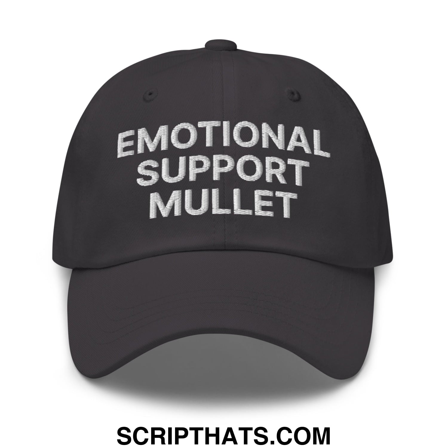 Emotional Support Mullet Embroidered Unstructured Dad Hat Dark Grey