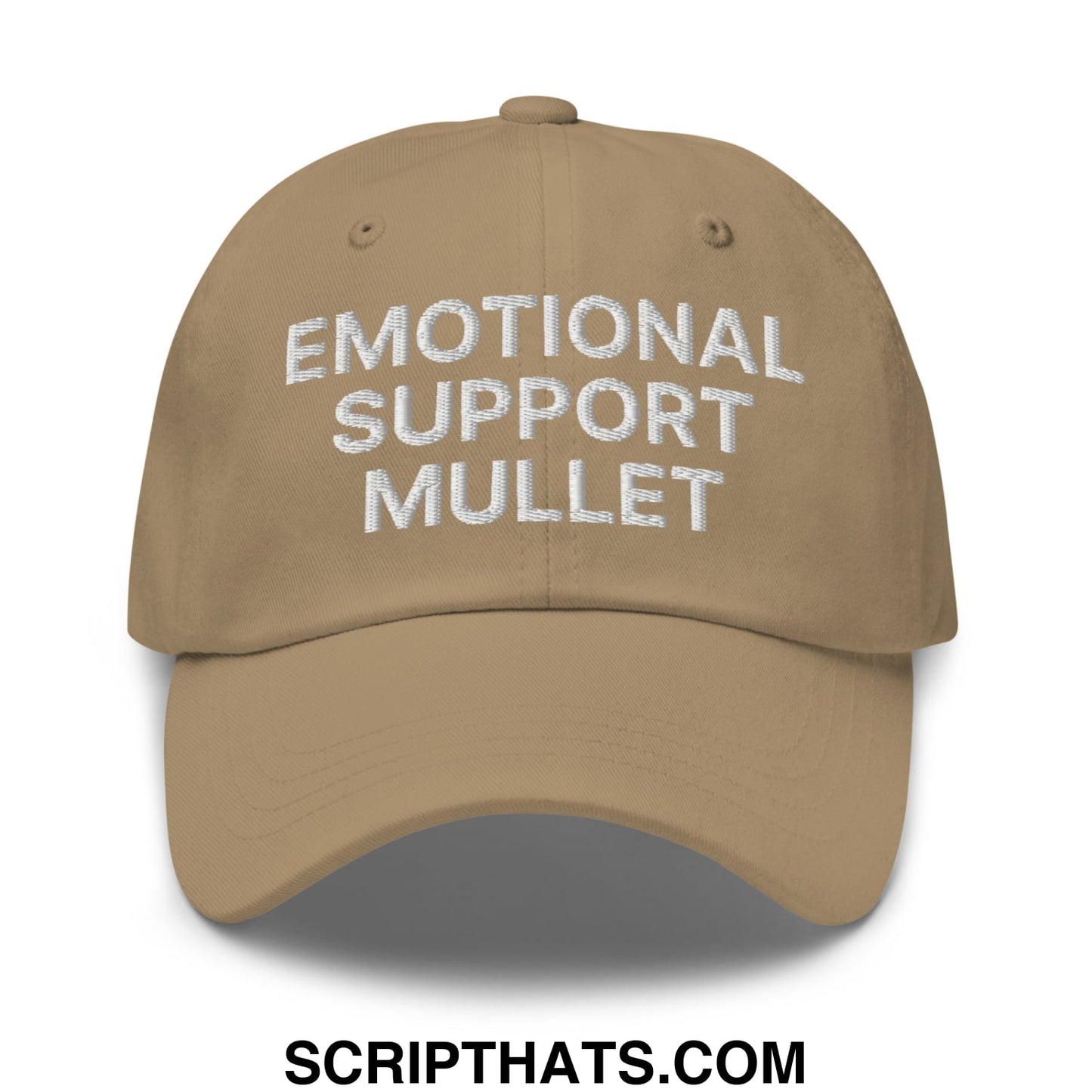 Emotional Support Mullet Embroidered Unstructured Dad Hat Khaki