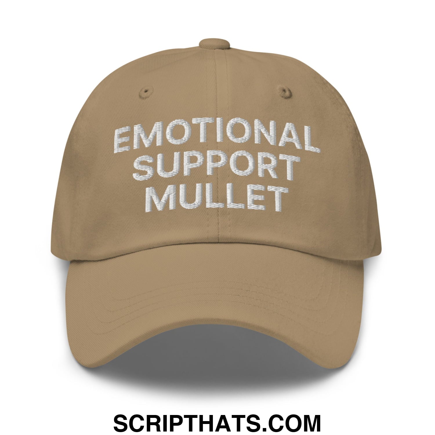 Emotional Support Mullet Embroidered Unstructured Dad Hat Khaki
