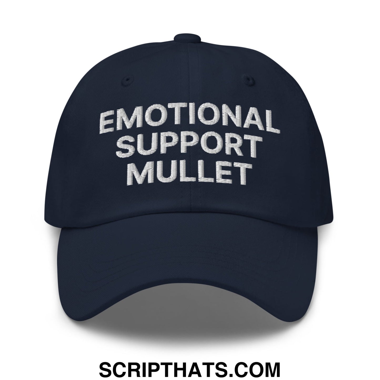 Emotional Support Mullet Embroidered Unstructured Dad Hat Navy