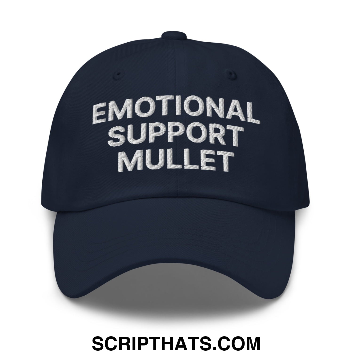 Emotional Support Mullet Embroidered Unstructured Dad Hat Navy