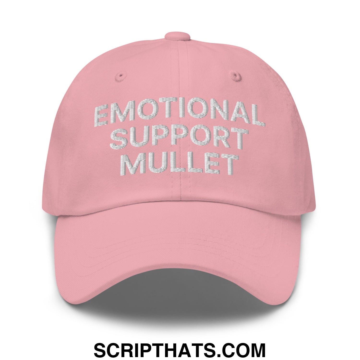 Emotional Support Mullet Embroidered Unstructured Dad Hat Pink