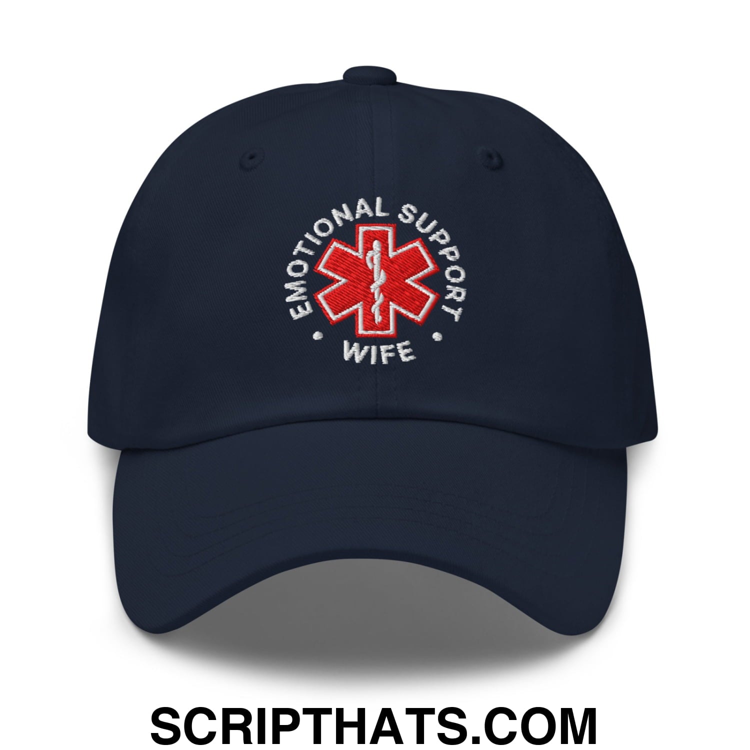 Emotional Support Wife Embroidered Unstructured Dad Hat Navy