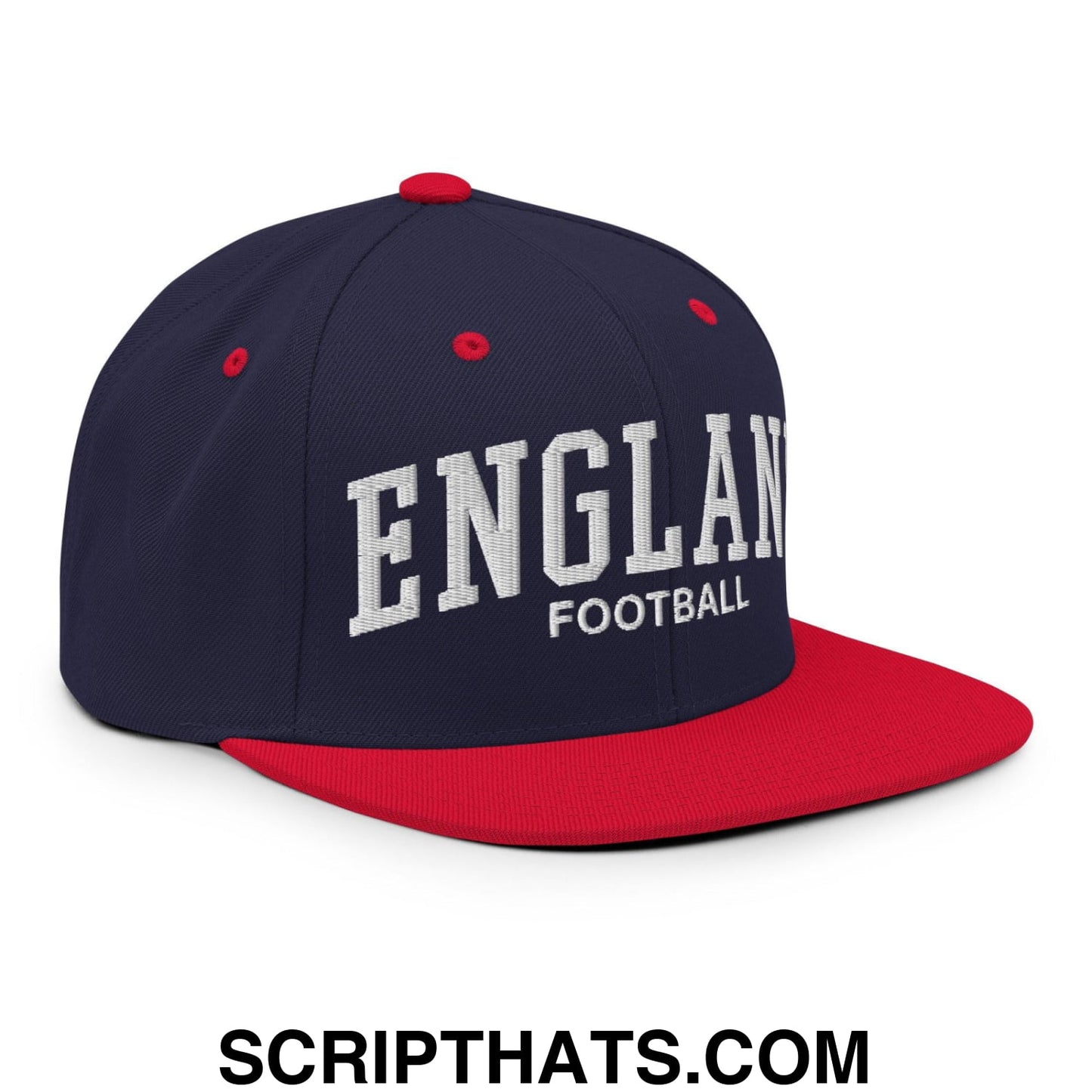England Football Soccer Letterman Varsity Block Snapback Hat Navy Red