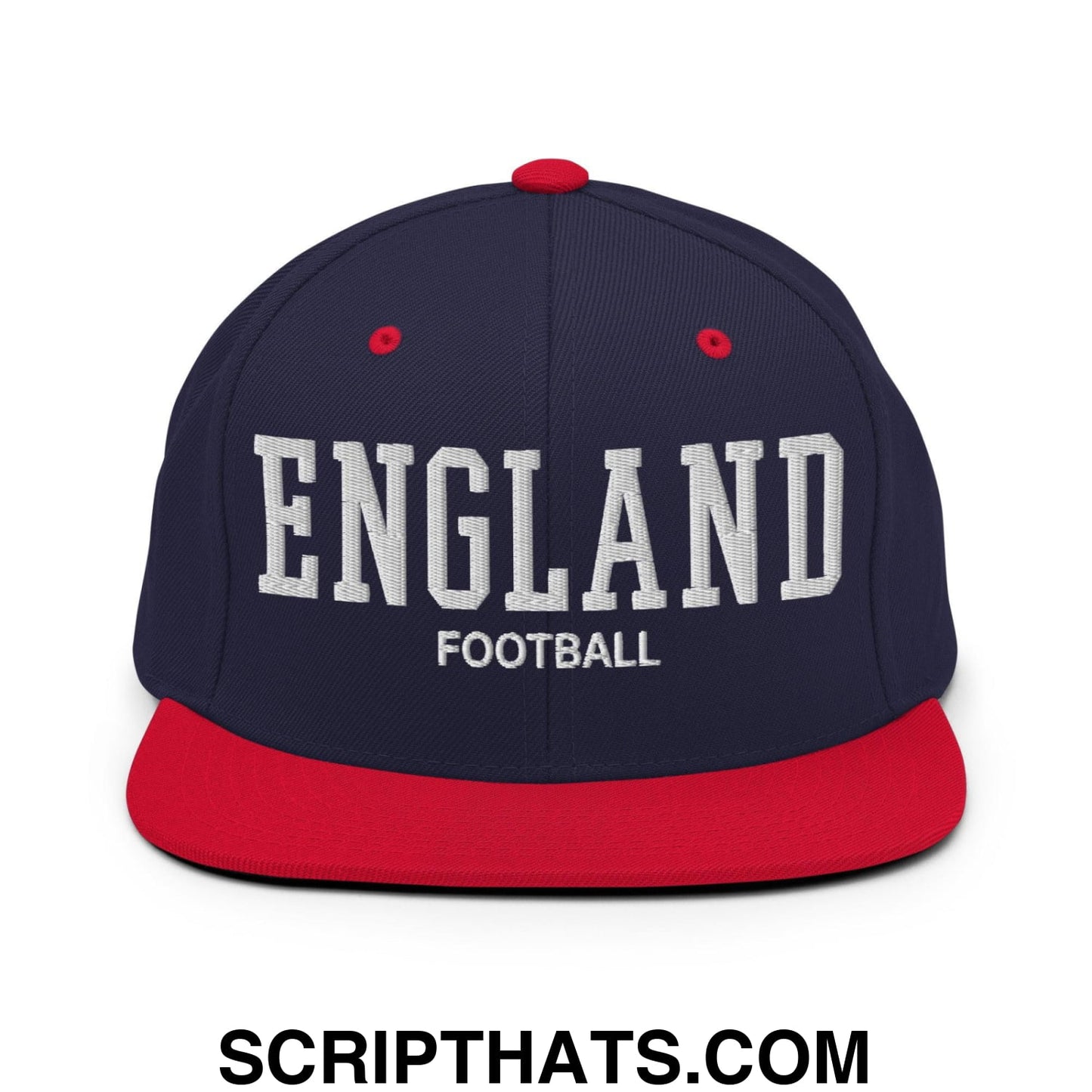 England Football Soccer Varsity Letterman Block Snapback Hat Navy Red