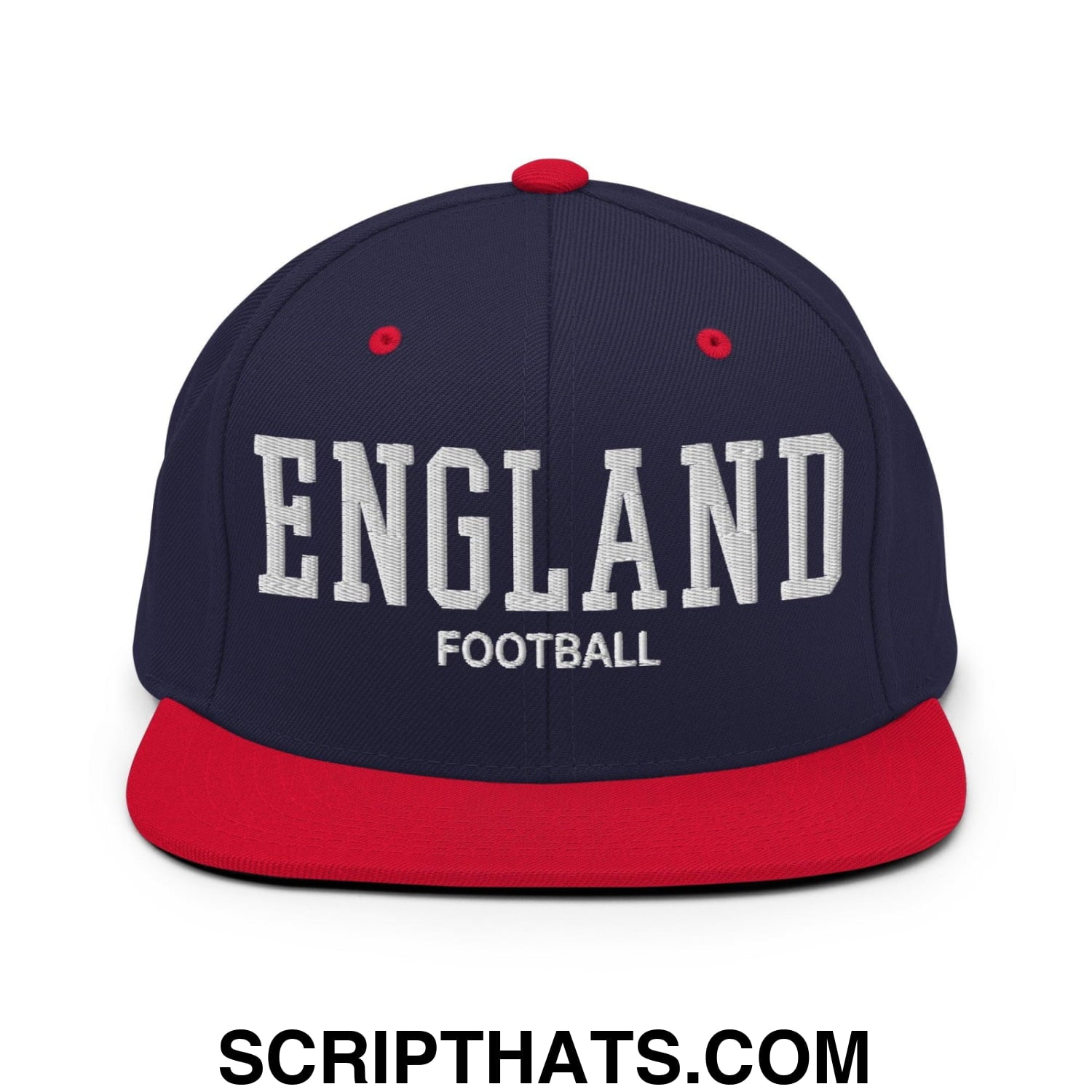 England Football Soccer Varsity Letterman Block Snapback Hat Navy Red