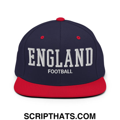 England Football Soccer Varsity Letterman Block Snapback Hat Navy Red