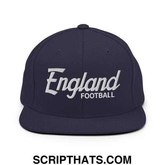 England Football Soccer Vintage Sports Script Snapback Hat Navy