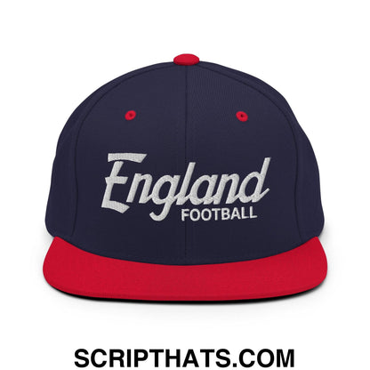 England Football Soccer Vintage Sports Script Snapback Hat Navy Red