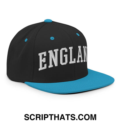 England Letterman Varsity Block Snapback Hat Black Teal
