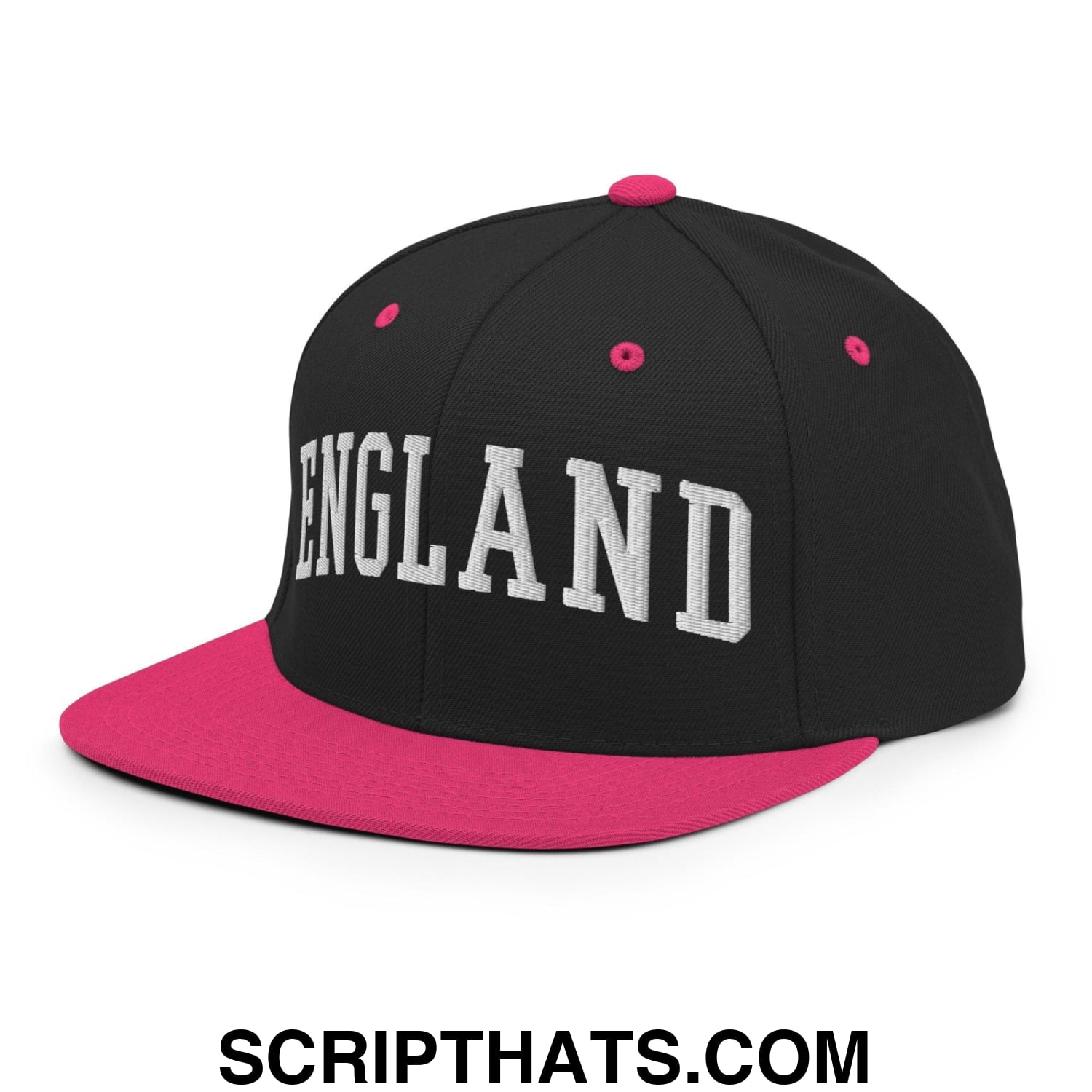 England Letterman Varsity Block Snapback Hat Black Neon Pink